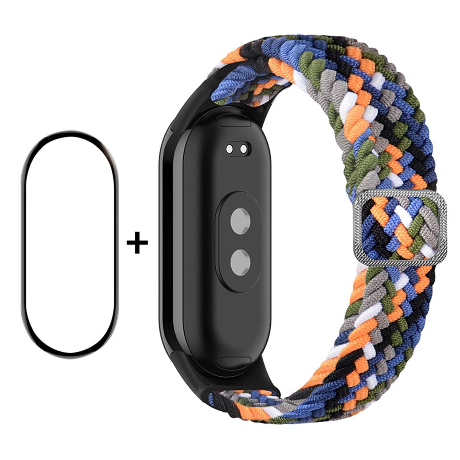 ENKAY HAT-PRINCE For Xiaomi Smart Band 8 Elastic Watch Band Nylon Braided Wrist Strap Set with PMMA Screen Protector ENKAY HAT-PRINCE For Xiaomi Smart Band 8 Elastic Watch Band Nylon Braided Wrist Strap Set with PMMA Screen Protector